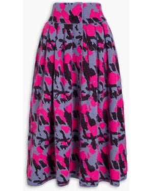 Emporio Armani Pleated Metallic Jacquard-knit Wool-blend Midi Skirt - Pink