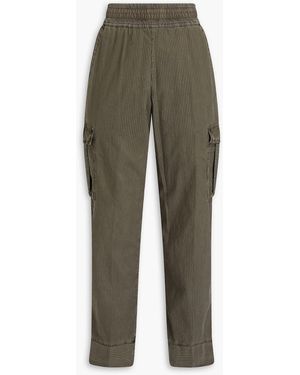 James Perse Striped Cotton And Lyocell-Blend Twill Cargo Pants - Green