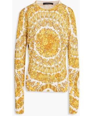 Versace Pullover aus seide mit floralem print - Gelb