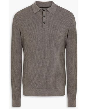 Rag & Bone Pullover aus einer gerippten woll-kaschmirmischung mit polokragen - Grau