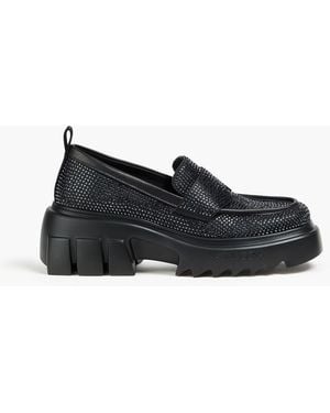 Stine Goya Crystal-Embellished Satin Loafers - Black