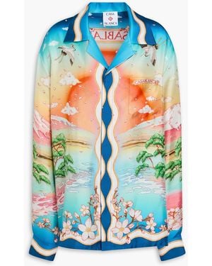 CASABLANCA Printed Silk-Twill Shirt - Blue