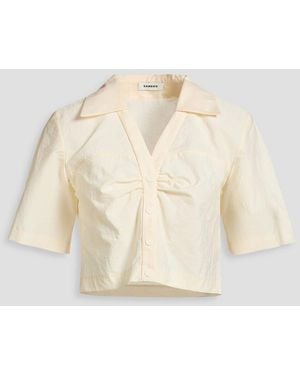 Sandro Cropped Cotton-blend Shirt - Natural