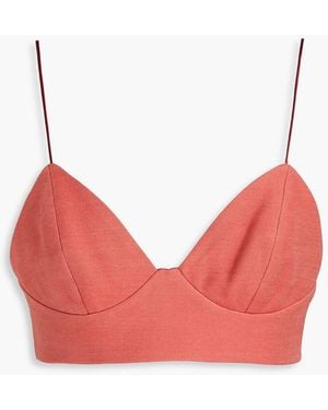 Adam Lippes Wool And Silk-Blend Canvas Bra Top - Pink