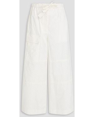 Zimmermann Lace-Trimmed Perforated Cotton Cargo Pants - White