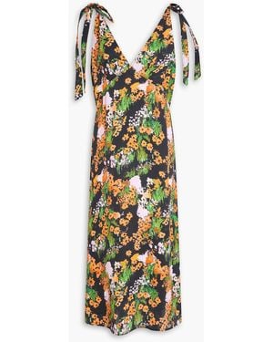 Stine Goya Naima Floral-Print Tencel-Blend Satin-Crepe Midi Dress - Black