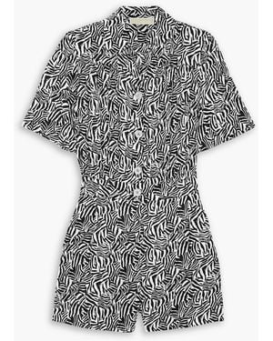 MICHAEL Michael Kors Zebra-print Silk-blend Georgette Playsuit - Gray