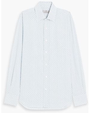 Canali Printed Cotton-Poplin Shirt - White