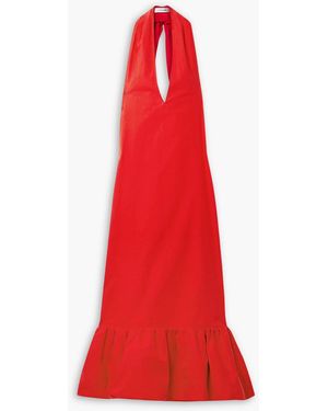 Interior The Johana Ruffled Cotton-Poplin Halterneck Maxi Dress - Red