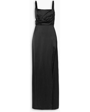 Brandon Maxwell Cutout Draped Silk-satin Gown - Black
