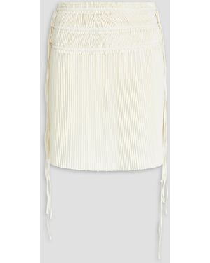 Helmut Lang Plissé Satin-crepe Mini Skirt - White