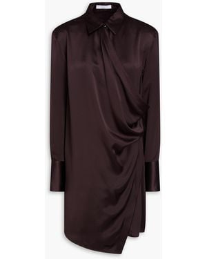 Helmut Lang Silk-Satin Mini Wrap Dress - Purple