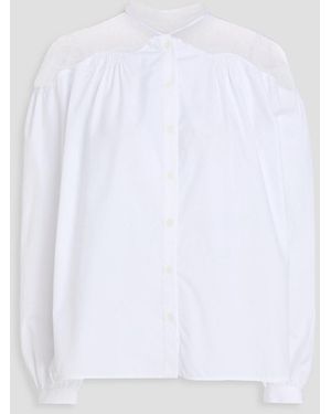 Maje Corded Lace And Cotton-Poplin Shirt - White