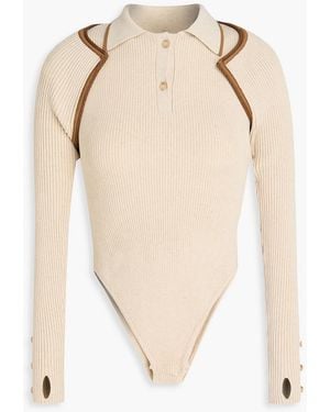 Jacquemus Cielo Convertible Ribbed-Knit Bodysuit - Natural