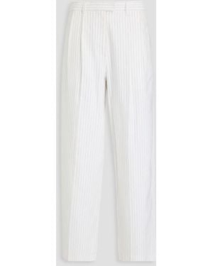 Rag & Bone Newman Pinstriped Cotton And Linen-Blend Twill Wide-Leg Pants - White