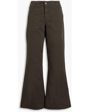 FRAME Stretch-cotton Twill Wide-leg Trousers - Brown