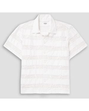 Bode Camp-Collar Panelled Cotton-Poplin And Lace Shirt - White