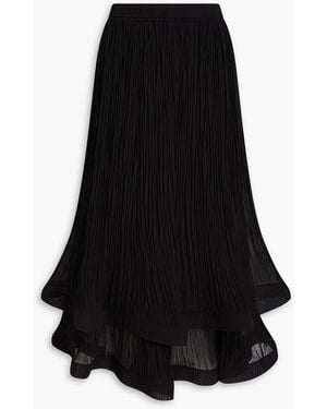 Erdem Plissé-georgette Midi Skirt - Black