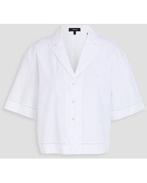 Theory Cropped Stretch-cotton Poplin Shirt - White