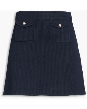 Sandro Embellished Ribbed-Knit Mini Skirt - Blue