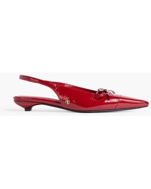 Anine Bing Zoey Bow-Detailed Patent-Leather Slingback Pumps - Red