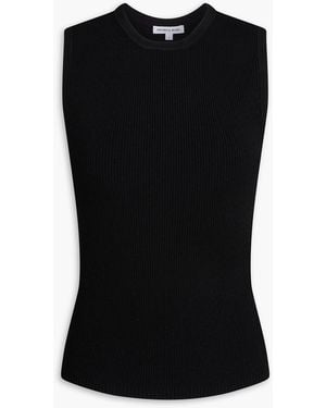 Veronica Beard Sid Ribbed-Knit Top - Black