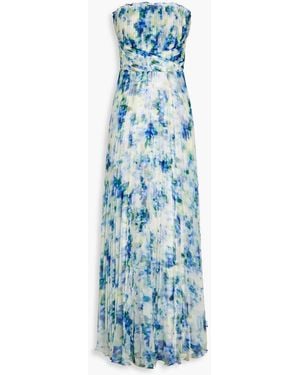 THEIA Ingrid trägerlose robe aus organza mit print und falten - Blau