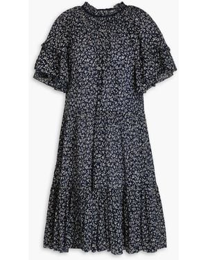 Ulla Johnson Doris Ruffled Floral-print Cotton-crepon Dress - Black