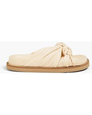 JOSEPH Big Knot Leather Slides - White