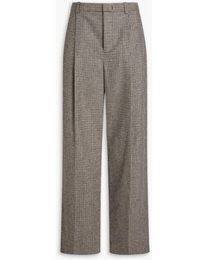 Vince Houndstooth Flannel Wide-leg Trousers - Grey