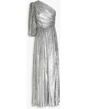 Costarellos One-Sleeve Fil Coupé Voile Gown - Grey