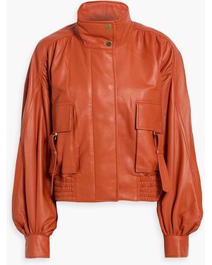 Zimmermann Gathered Leather Jacket - Orange