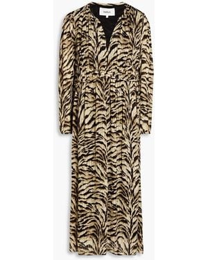 Ba&sh Imany Tiger-print Jacquard Midi Dress - Metallic