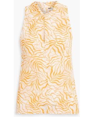 Joie Maraloma Twist-front Printed Cotton-mousseline Top - Natural