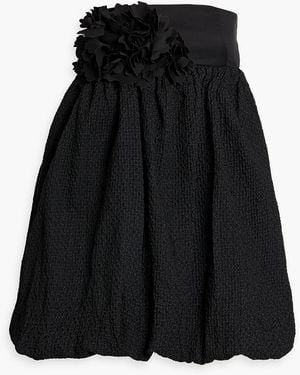 Kika Vargas Haidar Strapless Appliquéd Cotton-Poplin Mini Dress - Black