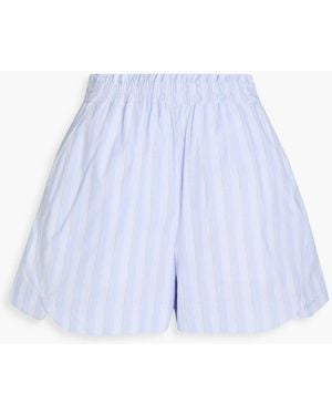 REMAIN Birger Christensen Striped Cotton Shorts - Blue