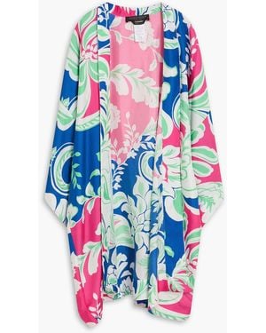Marina Rinaldi Floral-Print Silk-Twill Cape - White