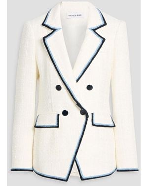 Veronica Beard Taja Dickey Double-Breasted Embroidered Cotton-Blend Tweed Blazer - White