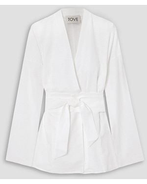 TOVE Arya Belted Cotton-Ripstop Shirt - White