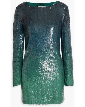 Twp Dégradé Sequined Mesh Mini Dress - Green