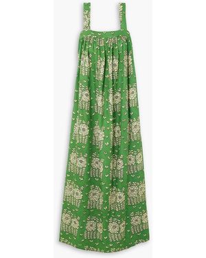 Oroton Posie Floral-print Linen Maxi Dress - Green