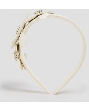 Zimmermann Floral-Appliquéd Leather Headband - White