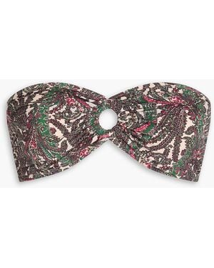 Isabel Marant Prades Floral-Print Bandeau Bikini Top - Green