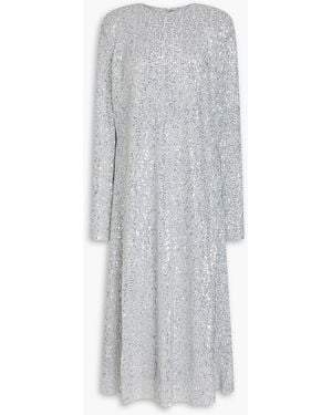 Stine Goya Celsia Sequined Ribbed-Knit Midi Dress - Gray