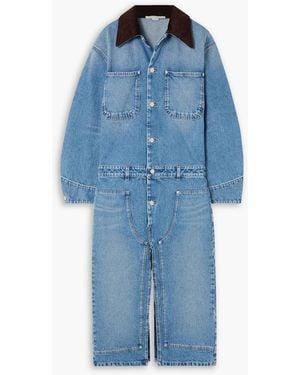 Stella McCartney Corduroy-Trimmed Denim Dress - Blue