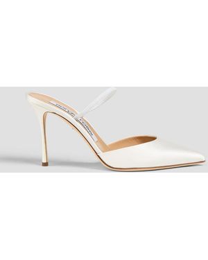 Sergio Rossi Satin Mules - White