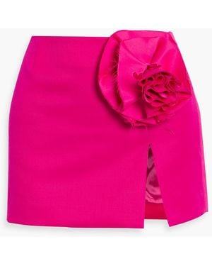 Area Appliquéd Wool-Twill Mini Skirt - Pink