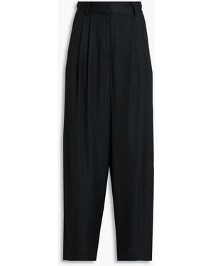 By Malene Birger Piscali Pleated Satin Tapered Trousers - Black
