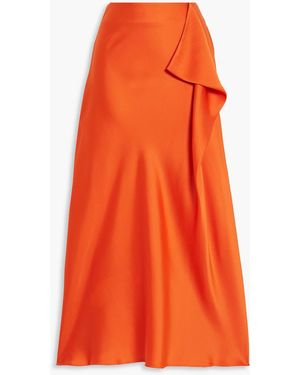 Jonathan Simkhai Blane Draped Satin-crepe Midi Skirt - Orange