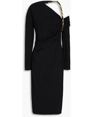 Versace One-Shoulder Draped Stretch-Crepe Dress - Black